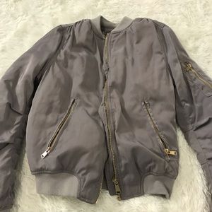 thick gray bomber jacket